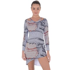 Hand Finger Drawing Fingernails Asymmetric Cut-out Shift Dress by Simbadda