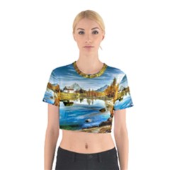 Dolomites Mountains Italy Alpin Cotton Crop Top by Simbadda