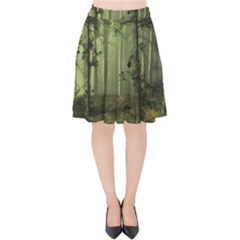 Forest Tree Landscape Velvet High Waist Skirt by Simbadda