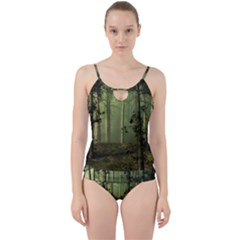 Forest Tree Landscape Cut Out Top Tankini Set by Simbadda