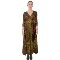 Fractal Virtual Abstract Button Up Boho Maxi Dress