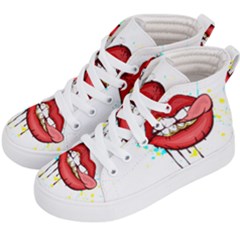 Bit Your Tongue Kid s Hi-top Skate Sneakers by StarvingArtisan