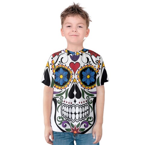 Cranium Sugar Skull Kids  Cotton Tee by StarvingArtisan