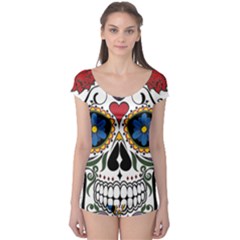 Cranium Sugar Skull Boyleg Leotard  by StarvingArtisan