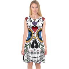 Cranium Sugar Skull Capsleeve Midi Dress by StarvingArtisan