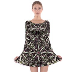 Dark Tropical Pattern Long Sleeve Skater Dress by dflcprints