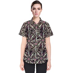 Dark Tropical Pattern Women s Short Sleeve Shirt