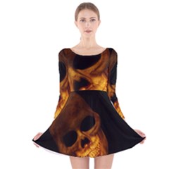 Laughing Skull Long Sleeve Velvet Skater Dress by StarvingArtisan