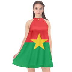 Flag Of Burkina Faso Halter Neckline Chiffon Dress  by abbeyz71