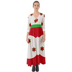 Flag of Burundi Button Up Boho Maxi Dress