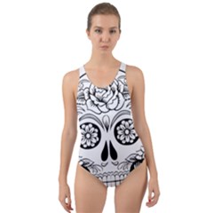 Sugar Skull Cut-out Back One Piece Swimsuit by StarvingArtisan