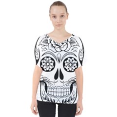 Sugar Skull V-neck Dolman Drape Top by StarvingArtisan