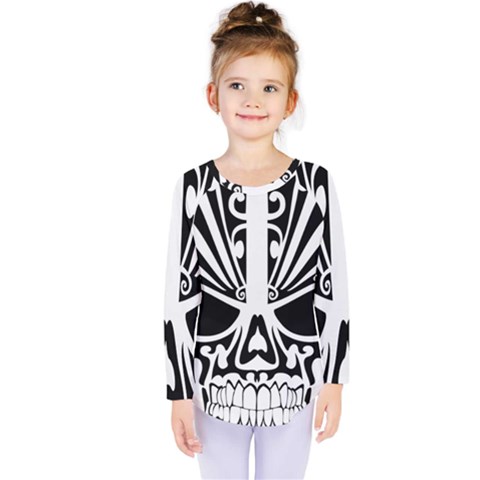 Tribal Sugar Skull Kids  Long Sleeve Tee by StarvingArtisan