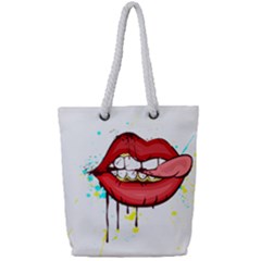 Bit Your Tongue Full Print Rope Handle Tote (small) by StarvingArtisan