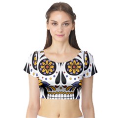 Sugar Skull Short Sleeve Crop Top by StarvingArtisan