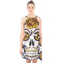 Sugar Skull Halter Collar Waist Tie Chiffon Dress View1