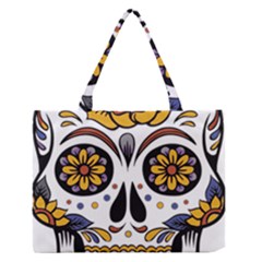 Sugar Skull Zipper Medium Tote Bag