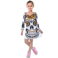 Sugar Skull Kids  Long Sleeve Velvet Dress