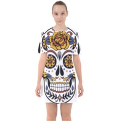 Sugar Skull Sixties Short Sleeve Mini Dress by StarvingArtisan