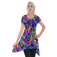 Artwork By Patrick-colorful-39 Short Sleeve Side Drop Tunic by ArtworkByPatrick