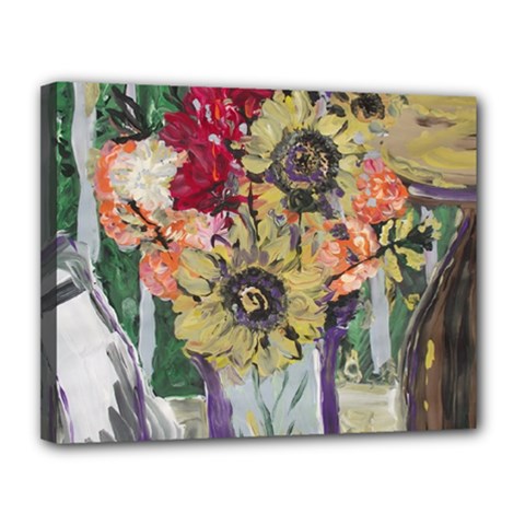 Sunflowers And Lamp Canvas 14  X 11  by bestdesignintheworld