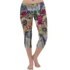 Sunflowers And Lamp Capri Yoga Leggings by bestdesignintheworld