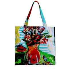 Dry Flowers On Your Windows Zipper Grocery Tote Bag by bestdesignintheworld