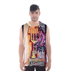 Still Life With Lamps And Flowers Men s Basketball Tank Top by bestdesignintheworld
