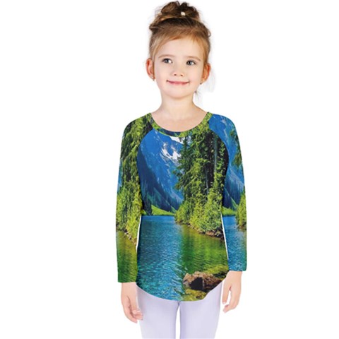 Beautiful Nature Lake Kids  Long Sleeve Tee by Modern2018