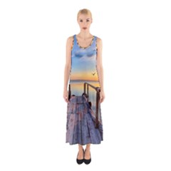 Sunset Lake Beautiful Nature Sleeveless Maxi Dress