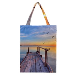Sunset Lake Beautiful Nature Classic Tote Bag by Modern2018