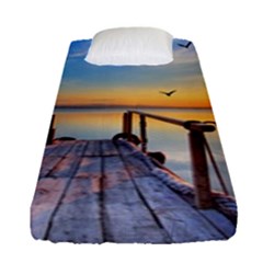 Sunset Lake Beautiful Nature Fitted Sheet (single Size) by Modern2018