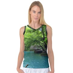 Backgrounds List Of Lake Background Beautiful Waterfalls Nature Women s Basketball Tank Top