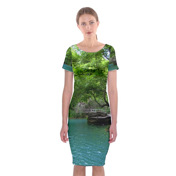 Backgrounds List Of Lake Background Beautiful Waterfalls Nature Classic Short Sleeve Midi Dress