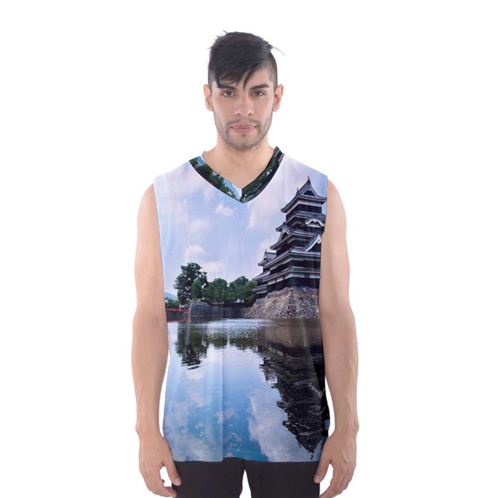 Beautiful Pagoda On Lake Nature Wallpaper Men s Basketball Tank Top