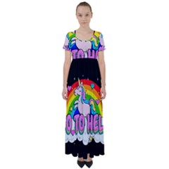 Go To Hell - Unicorn High Waist Short Sleeve Maxi Dress by Valentinaart