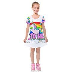 Go To Hell - Unicorn Kids  Short Sleeve Velvet Dress by Valentinaart
