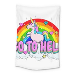 Go To Hell - Unicorn Small Tapestry by Valentinaart