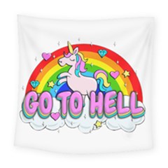 Go To Hell - Unicorn Square Tapestry (large) by Valentinaart