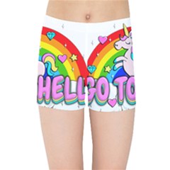 Go To Hell - Unicorn Kids Sports Shorts by Valentinaart