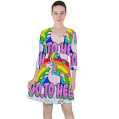 Go To Hell - Unicorn Ruffle Dress by Valentinaart