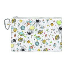 Space Pattern Canvas Cosmetic Bag (large) by Valentinaart
