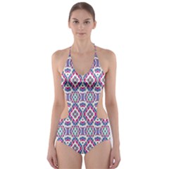 Colorful Folk Pattern Cut-out One Piece Swimsuit by dflcprints