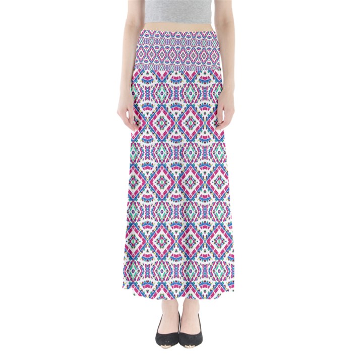 Colorful Folk Pattern Full Length Maxi Skirt