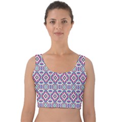 Colorful Folk Pattern Velvet Crop Top by dflcprints