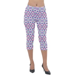 Colorful Folk Pattern Lightweight Velour Capri Leggings  by dflcprints