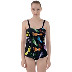  Twist Front Tankini Set