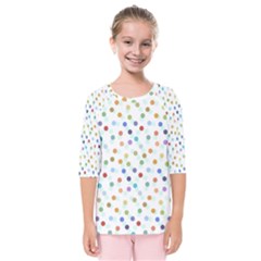 Dotted Pattern Background Brown Kids  Quarter Sleeve Raglan Tee