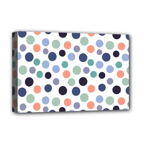 Dotted Pattern Background Blue Deluxe Canvas 18  X 12  