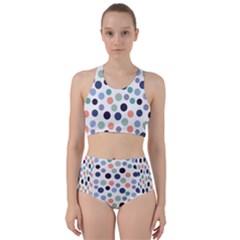 Dotted Pattern Background Blue Racer Back Bikini Set by Modern2018
